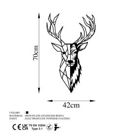 Red Deer 2 Decor metalic de perete 42x70 Negru