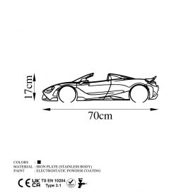 McLaren 720S Silhouette Decor metalic de perete 70x17 Negru