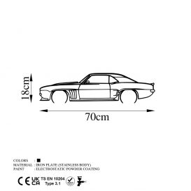 Chevrolet Camaro Silhouette Decor metalic de perete 70x18 Negru