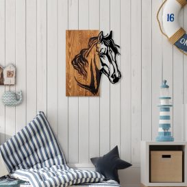 Horse 1 Decor de perete din lemn 48x57 Nuc-Negru