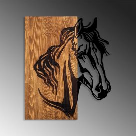 Horse 1 Decor de perete din lemn 48x57 Nuc-Negru