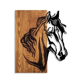 Horse 1 Decor de perete din lemn 48x57 Nuc-Negru