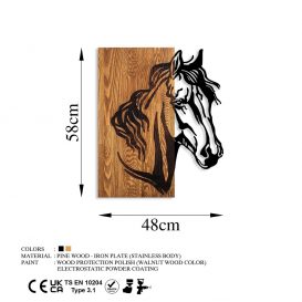 Horse 1 Decor de perete din lemn 48x57 Nuc-Negru