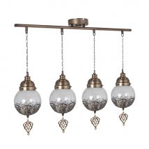   Neptün 4Lü Sarkıt Sıralı Eskitme Catlak Camlı Candelabru de design interior Aur 55x55x52 cm