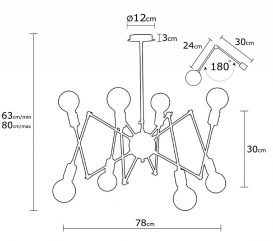 Harput - N-1315 Candelabru design interior Negru 78x78x80 cm