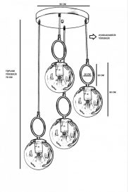 Morino 4 Lü Tepsili Beyaz Camlı Eskitme Sarkıt Candelabru design interior alb 30x30x70 cm