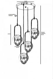 Ahu 4 Lü Tepsili Bal Camlı Eskitme Sarkıt Candelabru de design interior Cupru 30x30x70 cm