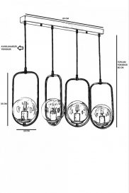 Ahu 4 Lü Sıralı Beyaz Camlı Eskitme Sarkıt Design interior Candelabru alb 
 Cupru 18x18x70 cm