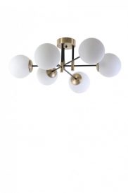 Dolunay 6 Lı Eskitme Beyaz Camlı Avize Candelabru design interior alb 65x65x35 cm