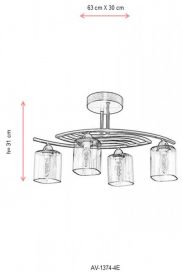 AV-1374-4E Candelabru design interior 63x31x30 cm