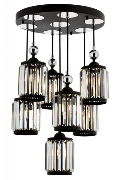 Av-4318-7T-Bsy Candelabru de design interior Negru 
 alb Argintiu 45x45x80 cm