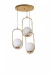 Ahu 3 Lü Tepsili Gold Beyaz Camlı Sarkıt Candelabru design interior Aur alb 
 30x30x70 cm