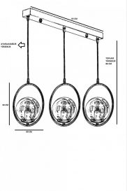 Inel 3 Lü Sıralı Aur Stânga Camlı Sarkıt Candelabru de design interior Aur 30x30x70 cm