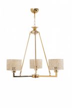   Napoli 3 Lü Gold Avize Rattan Abajurlu Candelabru design interior Aur 50x50x80 cm