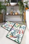 Set covoare de baie Green In Flower (2 piese) Multicolor