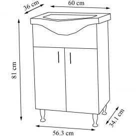 Ikeany Dulap baie cu chiuveta 55 cm alb