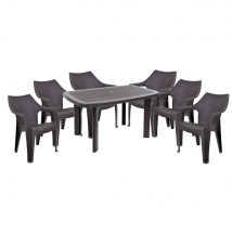   Set mobilier de gradina Taranto 6 persoane cu masa ovala Antracit-maro