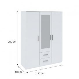 Garderobă Veranda 150cm F 3D2S Alb