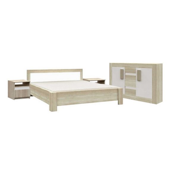 Set mobilier dormitor cu comoda MeNucalan - sonoma/alb