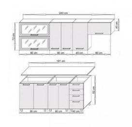 Bucatarie Anton 240 cm - alb Stejar