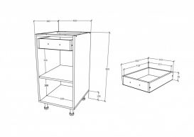 Dulap de bucatarie inferior Benita 1 usa Lemn natural-alb 40x50x80 cm