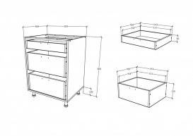 Dulap de bucatarie inferior Benita 3 sertare Lemn natural-alb 60x50x80 cm