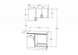 Set mobila bucatarie Benita V1, alb, optional blat 28 mm, 100 cm - alb