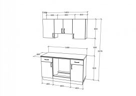 Set mobila bucatarie Benita V5, alb, optional blat 28 mm, 140 cm - alb