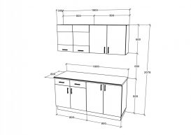 Set mobila bucatarie Benita V8, alb, optional blat 28 mm, 160 cm - alb