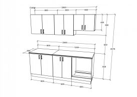 Set mobila bucatarie Benita V10, alb, optional blat 28 mm, 200 cm - alb