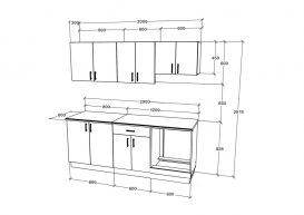 Set mobila bucatarie Benita V14, alb, optional blat 28 mm, 200 cm - alb