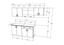 Set mobila bucatarie Benita V16, alb, optional blat 28 mm, 220 cm - alb