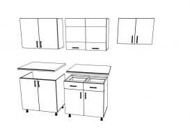 Set mobila bucatarie Benita V16, alb, optional blat 28 mm, 220 cm - alb