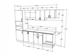 Set mobila bucatarie Benita V20, alb, optional blat 28 mm, 260 cm - alb