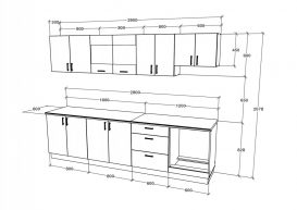 Set mobila bucatarie Benita V22, alb, optional blat 28 mm, 280 cm - alb