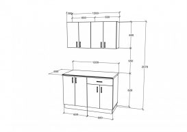 Set mobila bucatarie Benita V2, blat optional 28 mm, 120 cm - Antracit-alb