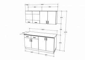 Set mobila bucatarie Benita V8, blat optional 28 mm, 160 cm - Antracit-alb