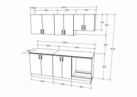 Set mobila bucatarie Benita V10, blat optional 28 mm, 200 cm - Antracit-alb