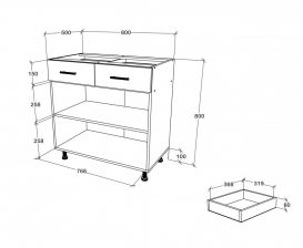 Dulap de bucătărie inferioară Benita 2 sertare 2 uși Antracit-alb 80x50x80 cm