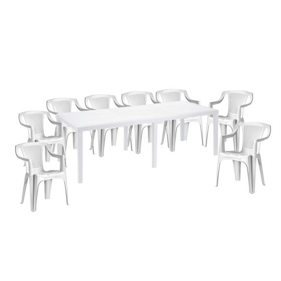 Set de mobilier de grădină XXL pentru 8 persoane cu scaune Palermo - alb