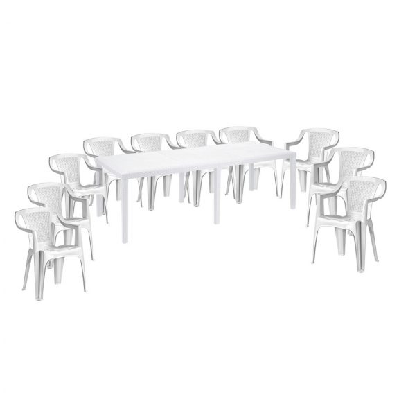 Set de mobilier de grădină XXL pentru 10 persoane cu scaune Palermo - alb