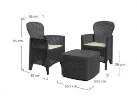 Set mobilier de gradina Gorin 2 persoane Antracit - Stil si Confort