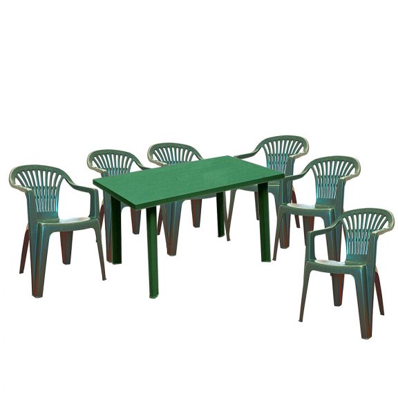 Set mobilier de gradina Girona 6 persoane - Verde