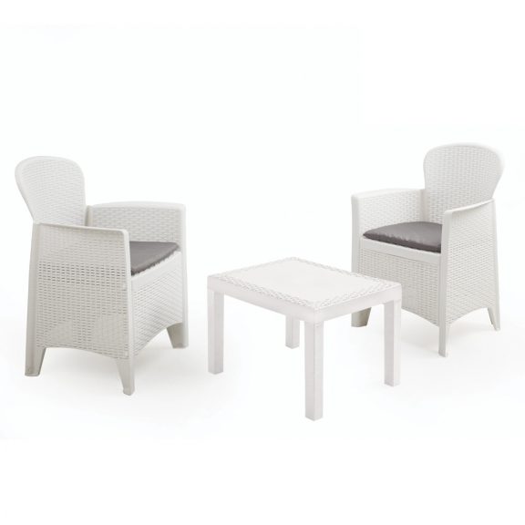 Set de mobilier de grădină Tikka pentru 2 persoane alb