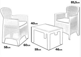 Set de mobilier de grădină Tikka pentru 2 persoane alb