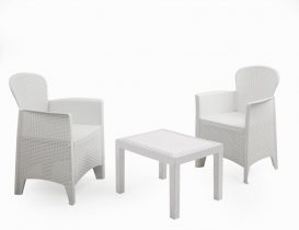 Set de mobilier de grădină Tikka pentru 2 persoane alb