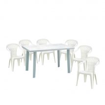 Set mobilier de grădină Girona 6 persoane - alb