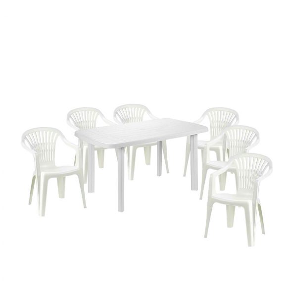 Set mobilier de gradina Parla 6 persoane - alb