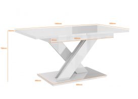 Set dining pentru 6 persoane Maasix WTG High Gloss White cu scaune Bej Vanda