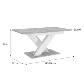 Maasix SWTG High Gloss White - Set de sufragerie din beton pentru 4 persoane cu scaune Grey Coleta